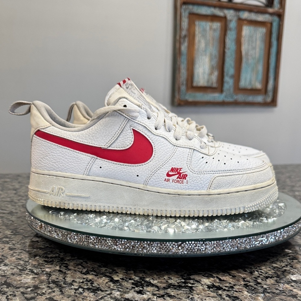 Nike Air Force 1 White and Red leather Sneakers GUC 9.5